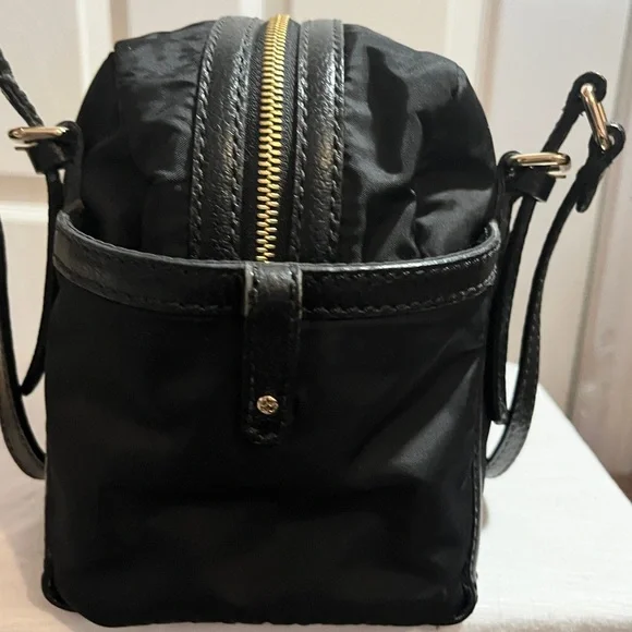 Kate Spade Black Nylon Satchel Shoulder Bag Leather Trim - Picture 3 of 16